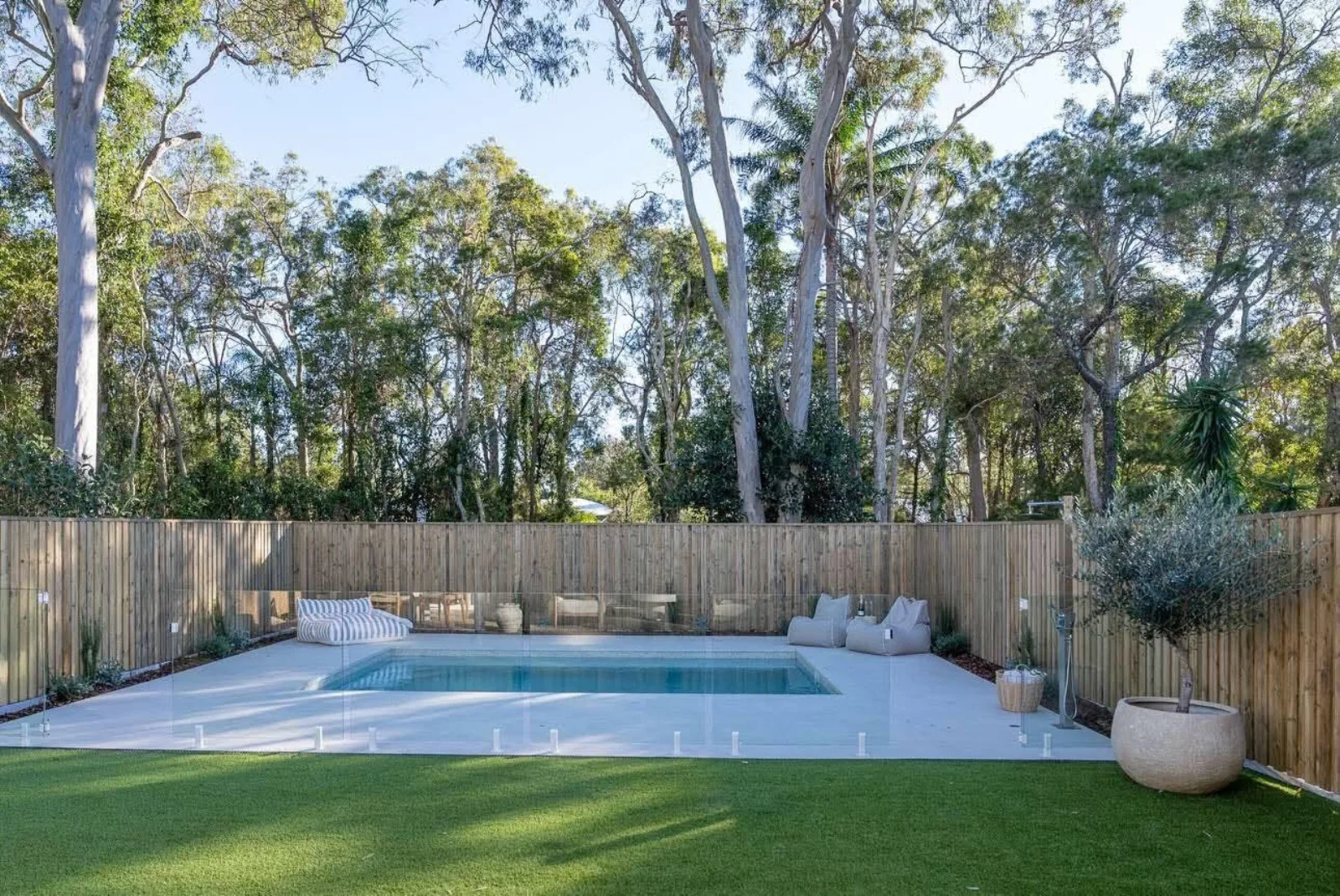 Custom pool with lawn and landscaping, Ormiston
