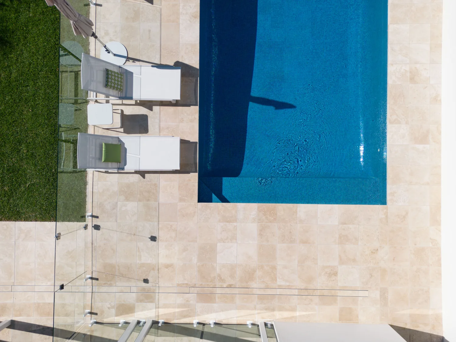 Aerial view of custom pool and landscaping, Paddington
